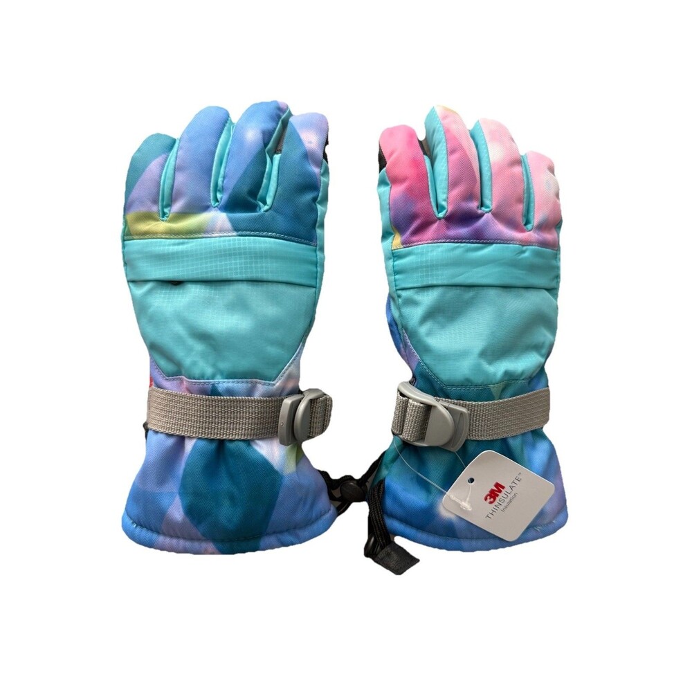 Azarxis Ski Gloves X-SMALL Kids 7-9 Y Sky Blue Snow Gloves Waterproof Breathable
